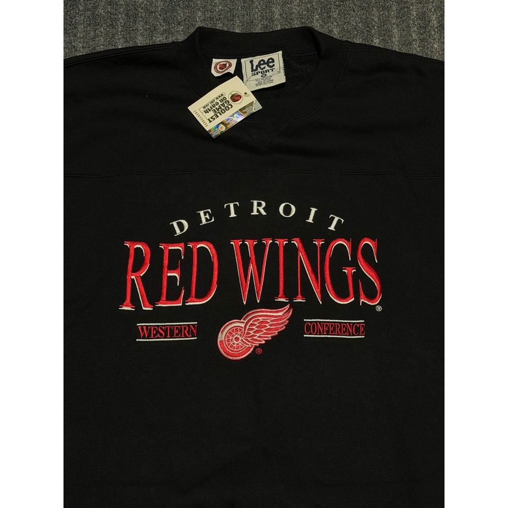 NWT Lee Sport Detroit Red Wings Sweatshirt Mens XL Black NHL Western Conference - Picture 2 of 5